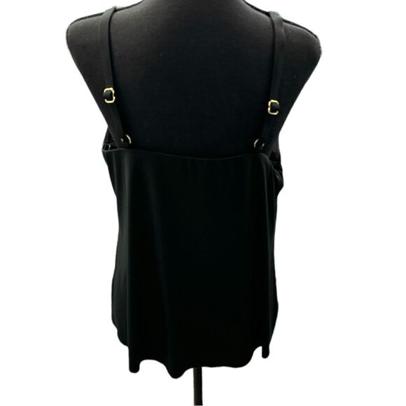 Black with gold accents Tankini top with adjustable straps- 16 DD - Picture 2 of 7